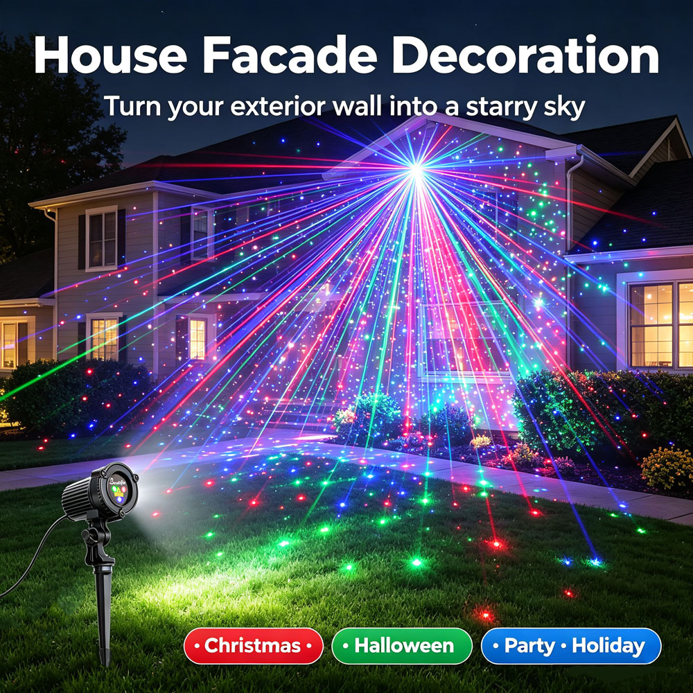 Wall Decor Lighting Tree - Weihnachts- und Neujahrs-RGB-Laserprojektor, wasserdicht (IP65), Sternenhimmel-Lampe