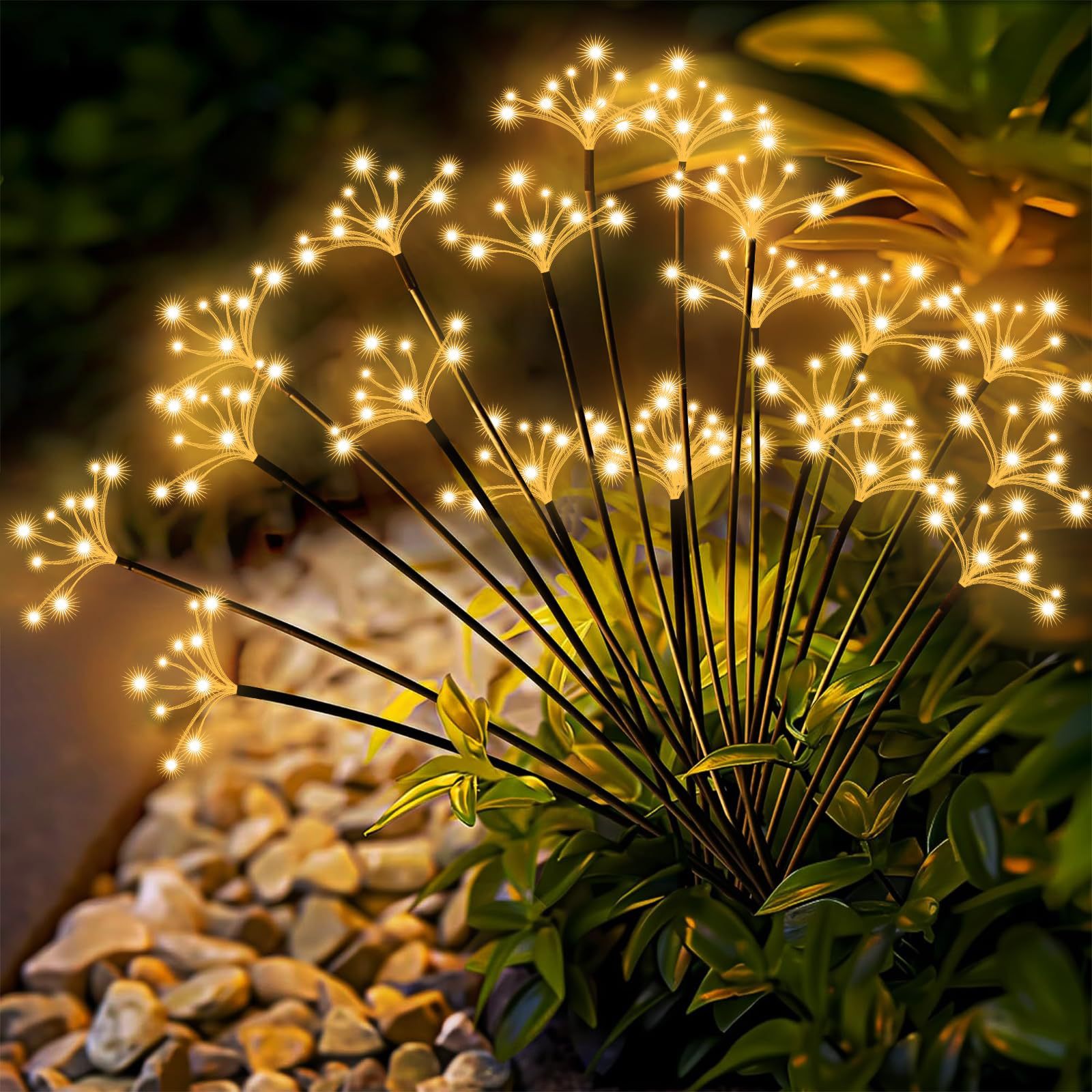 Outdoor Lighting Wedding Decor - 2 Stück Solar-Gartenleuchten, Glühwürmchen, funkelnde Sterne,
