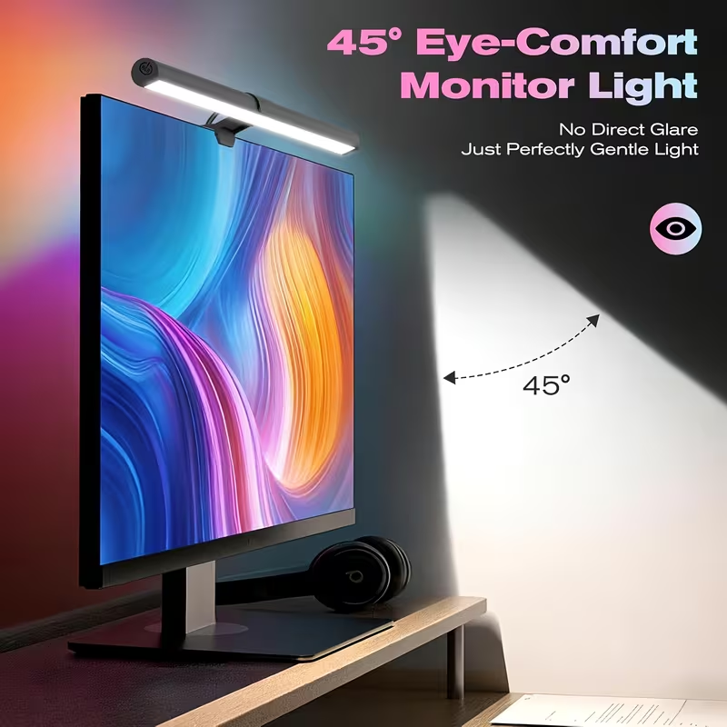 Touch Dimmer Lamp - USB-betriebene LED-Monitorleuchte, RGB-Farbwechsel Hängelampe für Bildschirm,