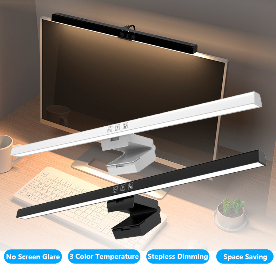 Touch Dimmer Lamp - 50cm LED-Monitorleuchte Bildschirm-Hängelampe Stufenlos Dimmbar USB-Schreibtischlampe