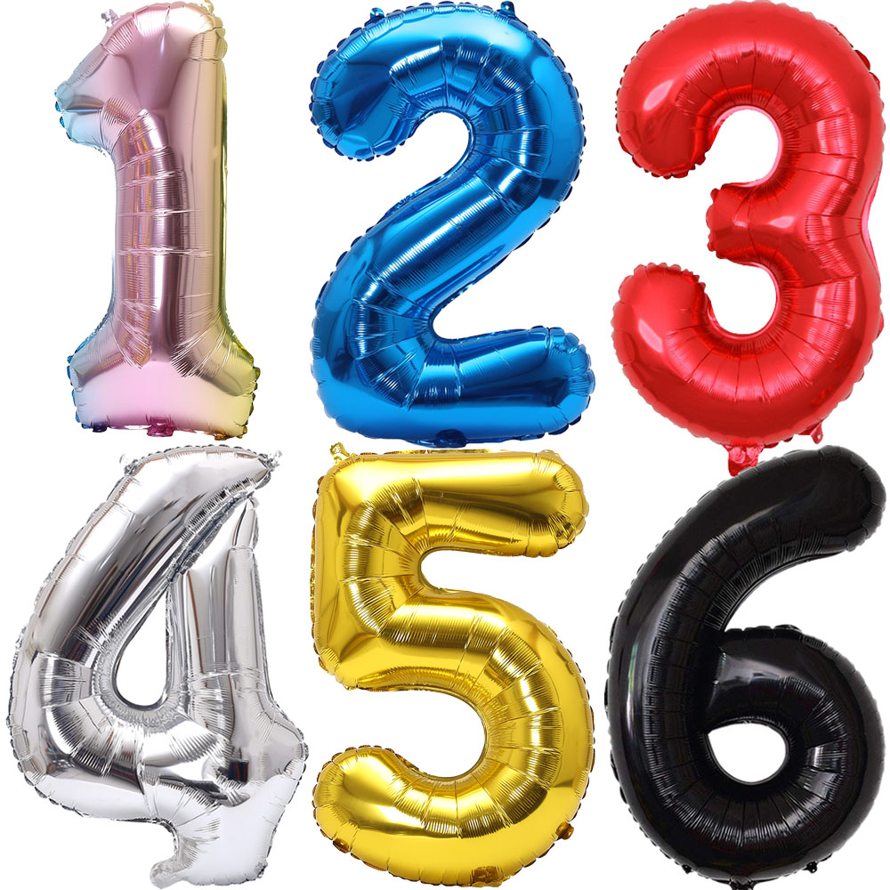 Lighting Mcqueen Birthday Decor - 32 Zoll Regenbogen-Farbverlaufs-Zahlen-Folienballon 1-9 für Kindergeburtstag,