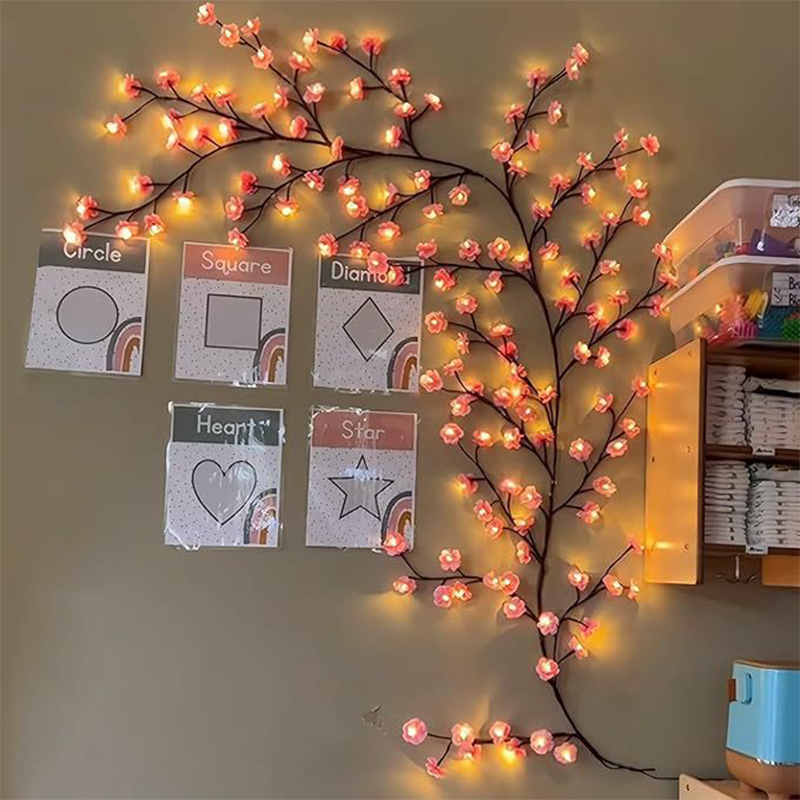 Wall Decor Lighting Tree - Ferngesteuerte LED-Kirschblüten-Wandleuchte mit 8 Modi, USB-betrieben,