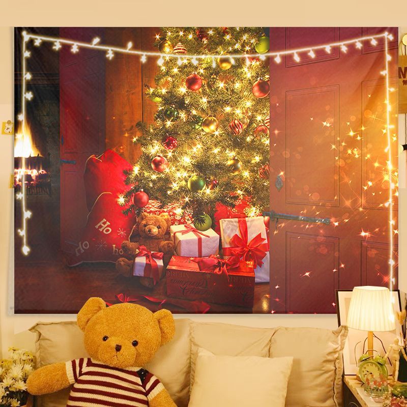 Wall Decor Lighting Tree - VIKAMA Wandteppich Weihnachten Warmes Licht Baum