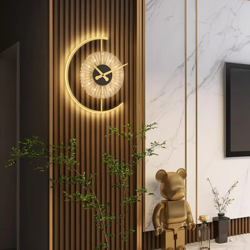 Moderne LED-Wandleuchte mit Uh – Lighting Home Decor Wall Clocks Bewertung und Preis