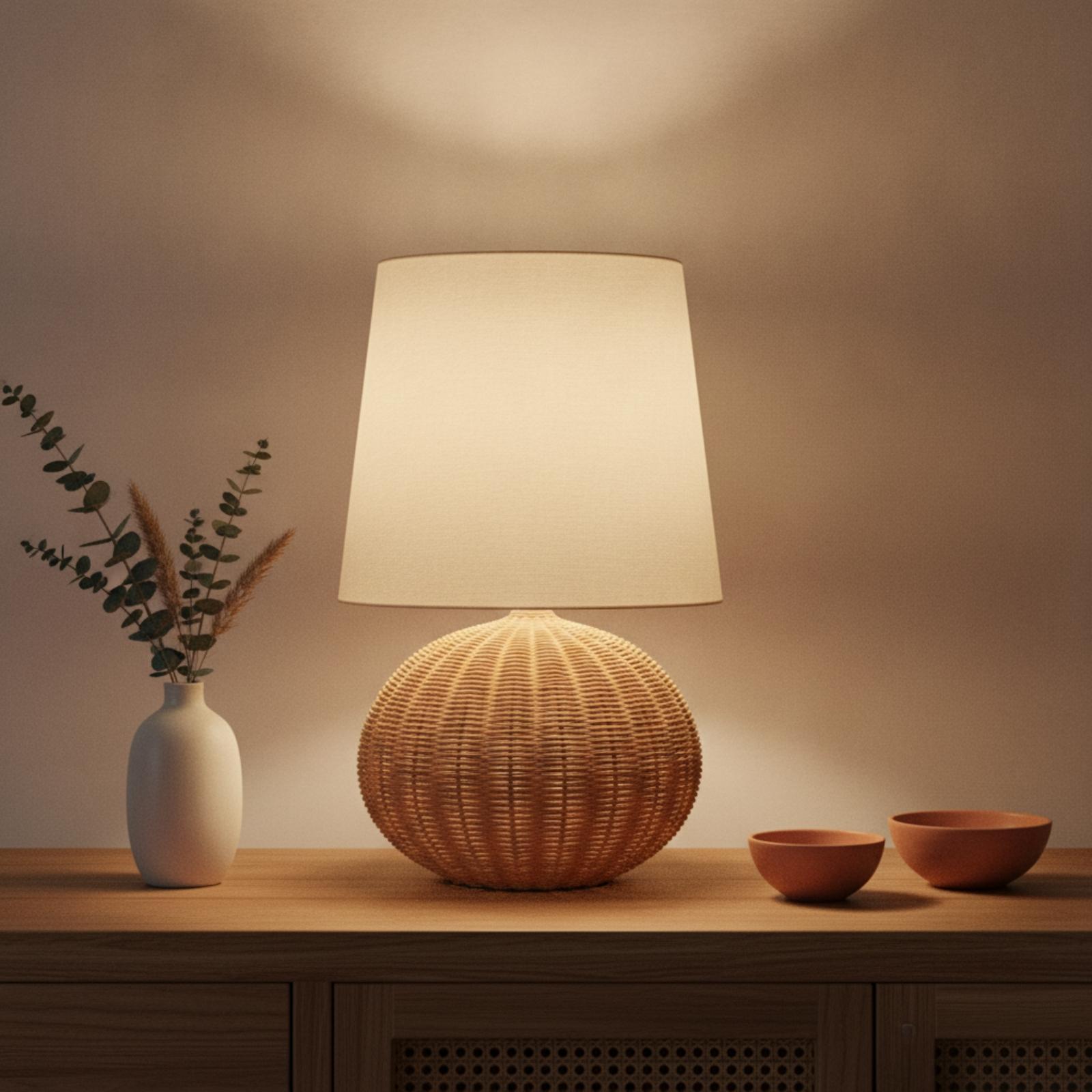 Nachttischlampe mit Rattanfuß  – Lighting Decor For Bedroom Bewertung und Preis