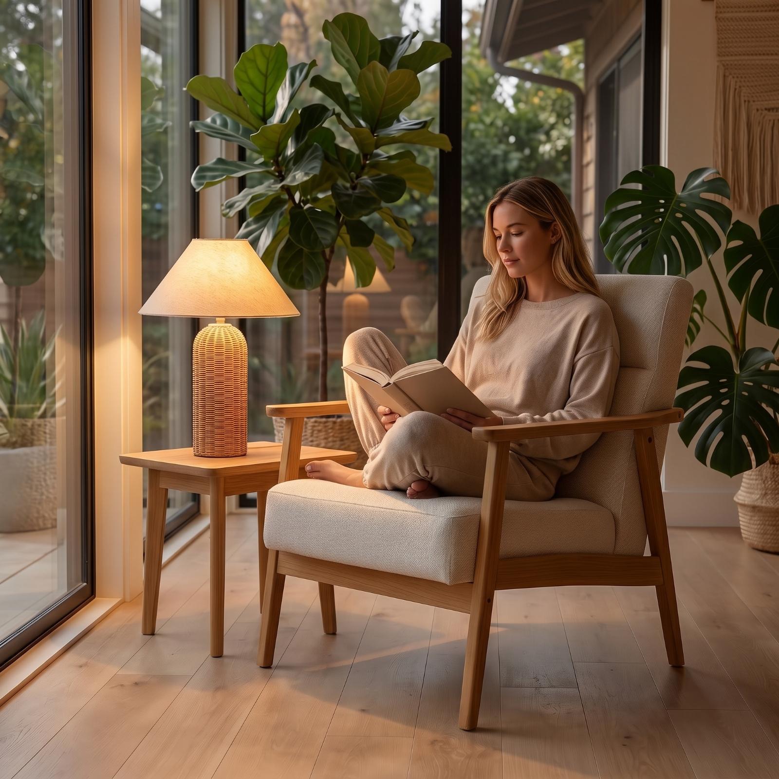 Nachttischlampe mit Rattanfuß  – Lighting Decor For Bedroom Bewertung und Preis