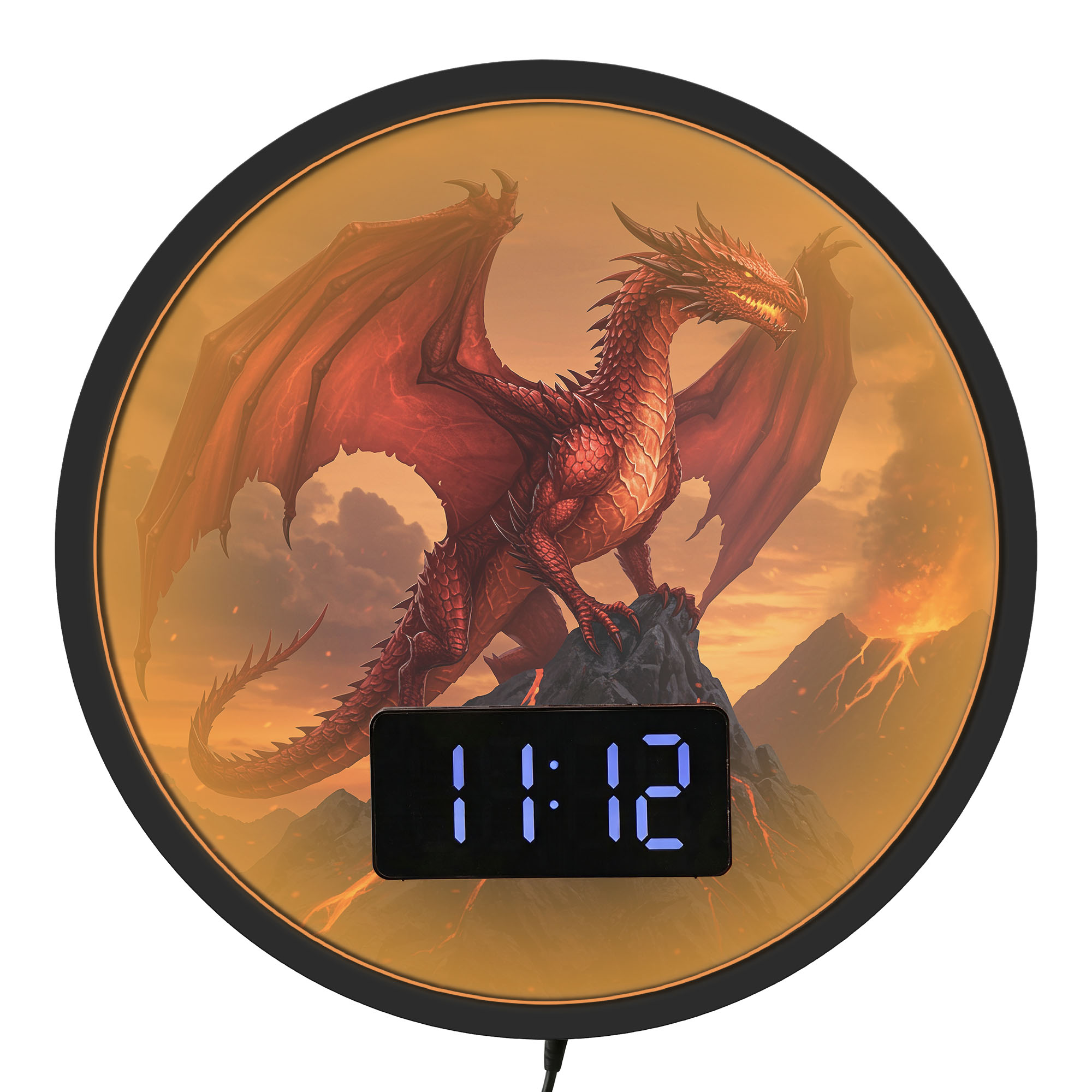 Rote Feuerdrachen-LED-Digitalw – Lighting Home Decor Wall Clocks Bewertung und Preis