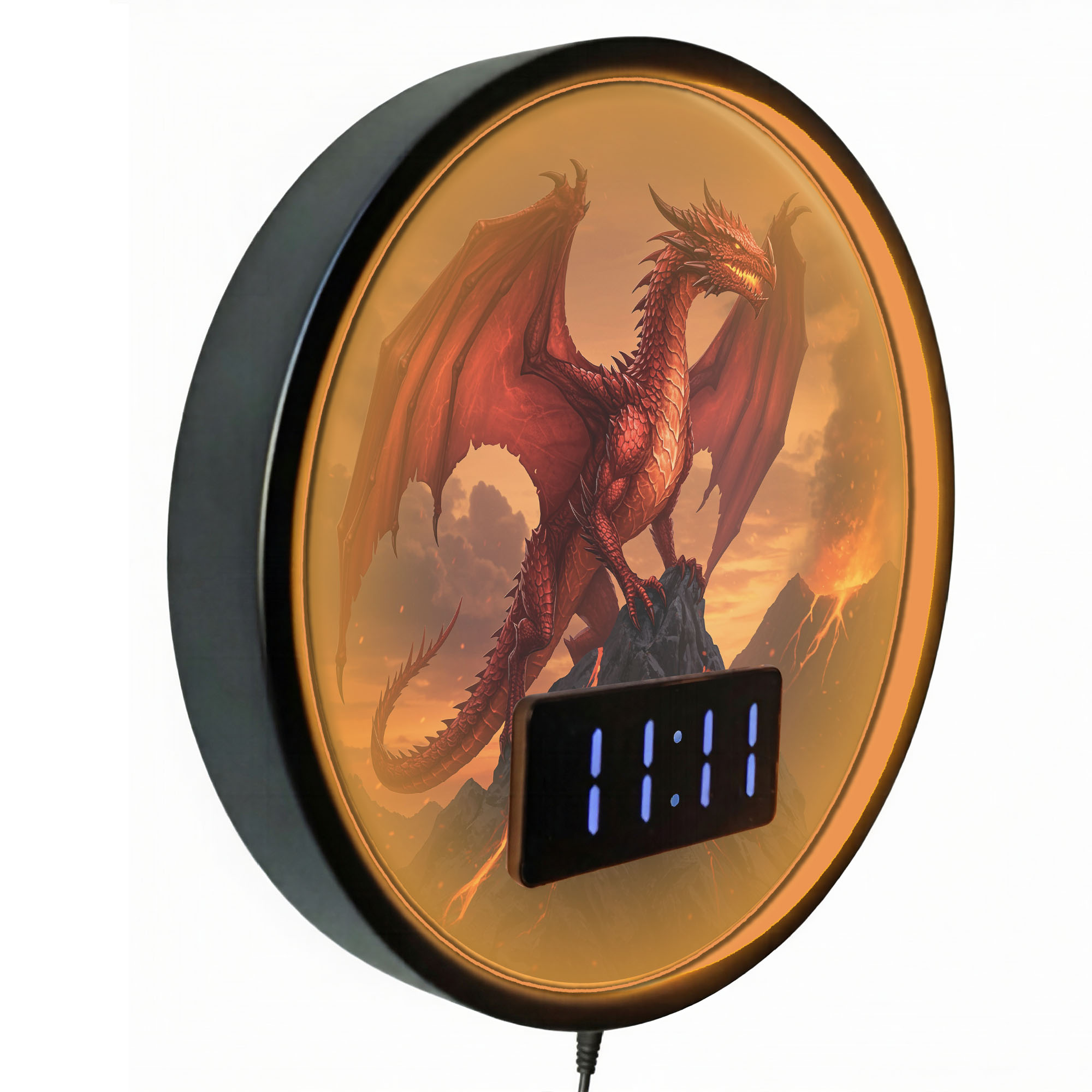 Rote Feuerdrachen-LED-Digitalw – Lighting Home Decor Wall Clocks Bewertung und Preis