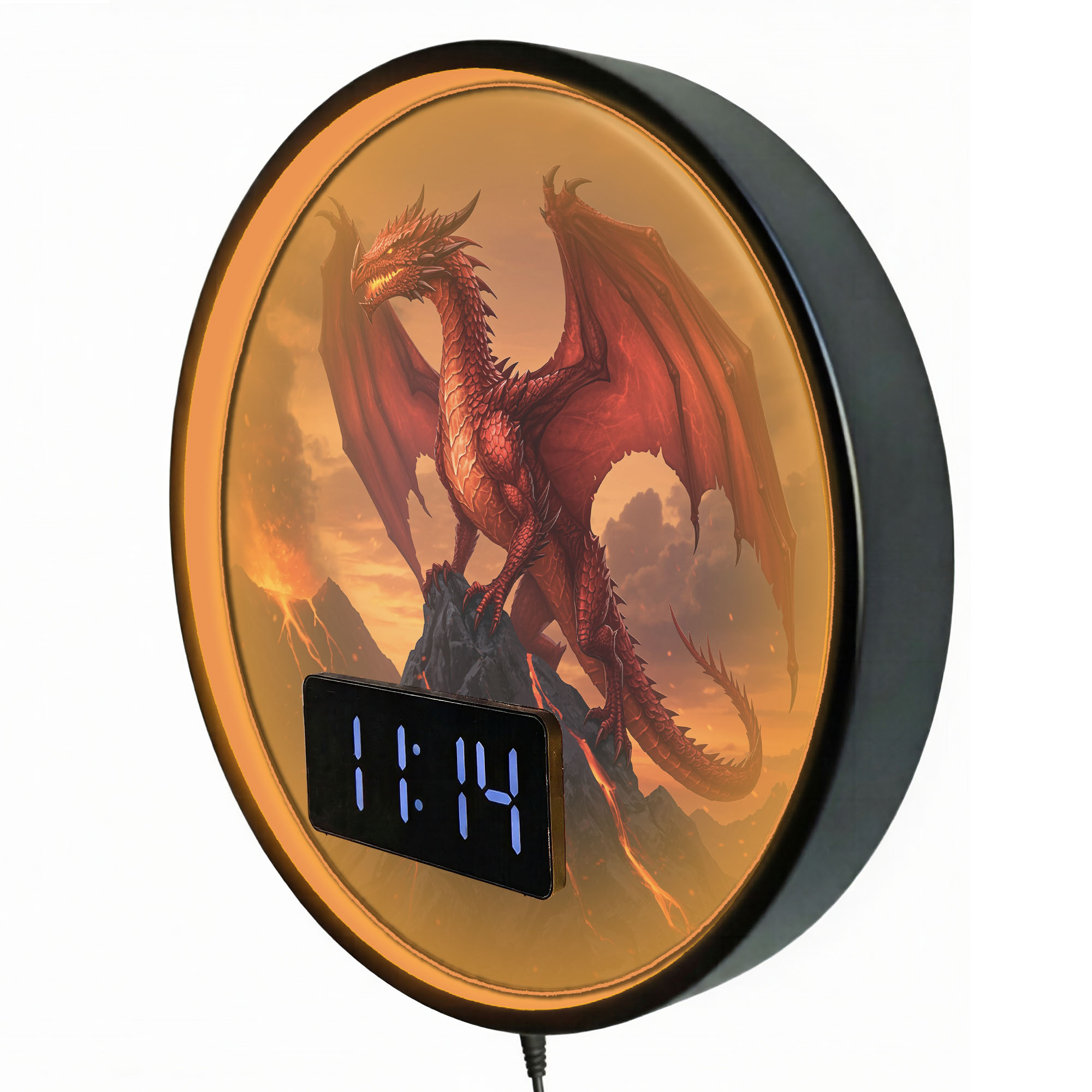 Rote Feuerdrachen-LED-Digitalw – Lighting Home Decor Wall Clocks Bewertung und Preis