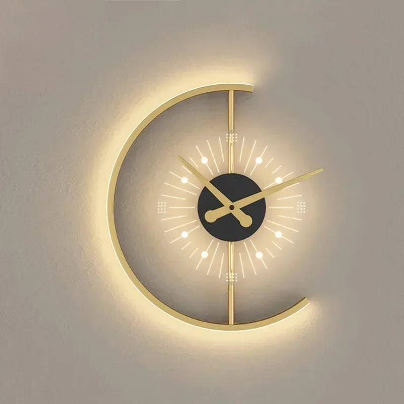 Moderne LED-Wandleuchte mit Uh – Lighting Home Decor Wall Clocks Bewertung und Preis