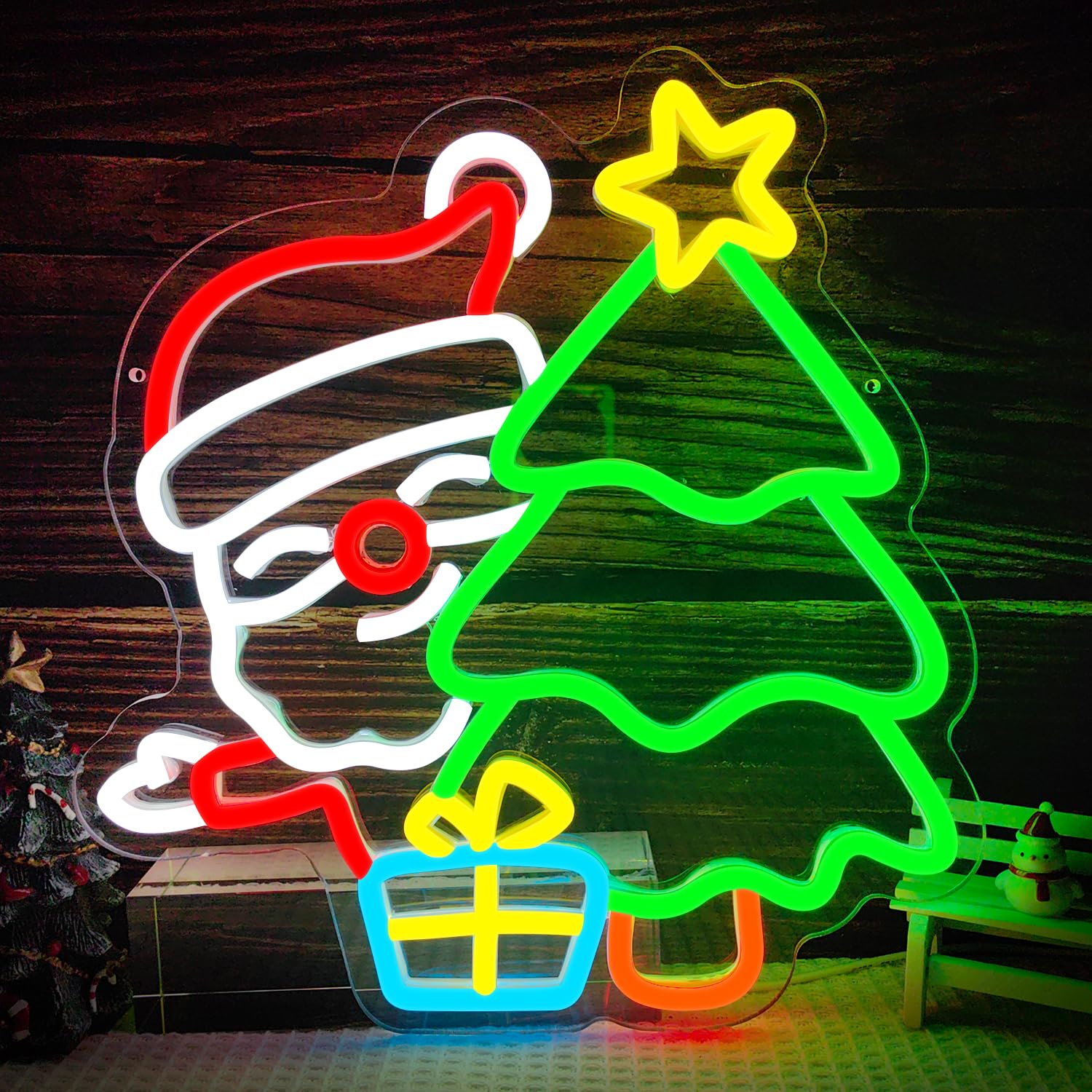 Weihnachtsmann-Neonschild für  – Wall Decor Lighting Tree Bewertung und Preis