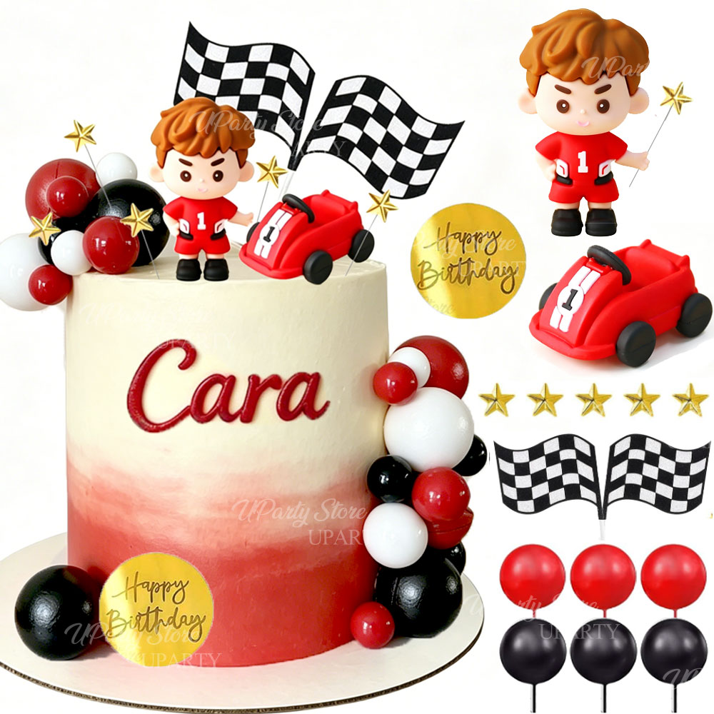 Rote Rennwagen-Kuchendekoratio – Lighting Mcqueen Birthday Decor Bewertung und Preis