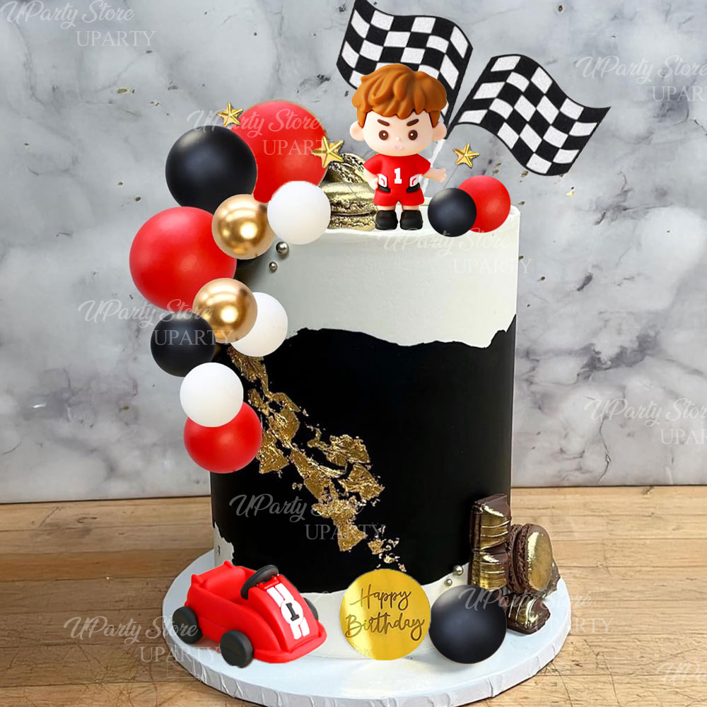 Rote Rennwagen-Kuchendekoratio – Lighting Mcqueen Birthday Decor Bewertung und Preis